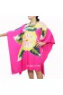 Ladies Beaches Clothes Flower Design Hand Painted Poncho Top Dress Hot Pink Colour 